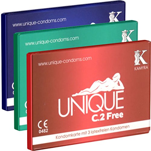 KAMYRA Unique C.2 Kondomkarten-Test-Set (je 1 x PULL, FREE, SMART), latexfrei!