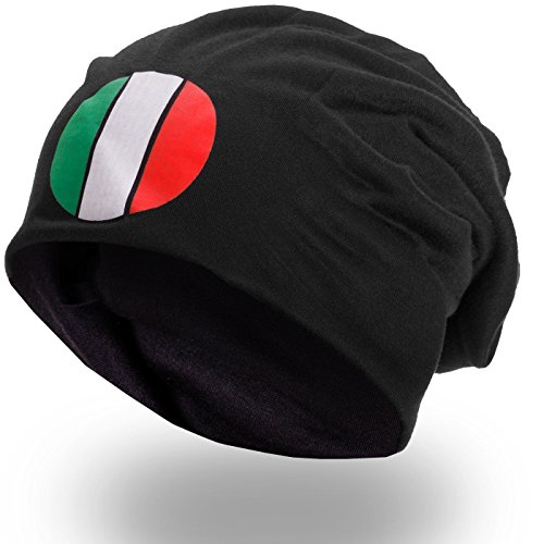 style3 Fan Slouch Beanie mit Nationalfarben verschiedener Länder Mütze aus weichem Jersey Unisex EM WM Olympia Veranstaltungen, Farbe:Italien