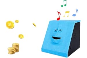 WeFoonLo Novelty Coin Money Eating Musical Face Bank Automatic Money Saving Collection Piggy Bank for Kids Children (Blue Brick)