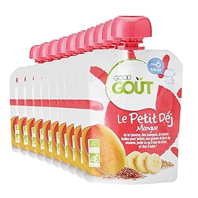 Good Goût - BIO - Gourde Petit Déj Mangue Dès 6 Mois 70 g - Pack de 10
