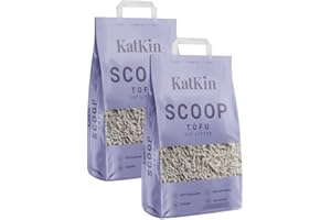 KatKin Scoop Tofu Litter 2 Bags (2 x 2.4kg/6L bag): Planet-Saving, Plant-Based, 100% Biodegradable, Non-Tracking, Clumping Cat Litter Made With Non-Toxic, Eco-Friendly Tofu – For Kitten and Cat Litter