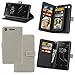 Produktbild KANTAS 9 Karten Brieftasche Flip Case Hellgrau PU Leder Handyhülle Case Matt Oberfläche Taschenhülle Wallet Ledertasche mit Magnetverschluss Standfunktion Geldbeutel für Sony Xperia XZ1