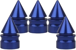 ‎SENZEAL SENZEAL 5 Stücke Kegel-Stil Auto Bike Benutzerdefinierte Ventilkappen Aluminiumlegierung Reifen Caps (Blau)