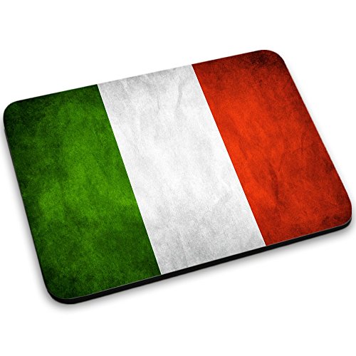 Flagge Italien 1, Weltkarte, Mousepad Anti Rutsch Unterseite für Optimalen Halt Kompatibel mit allen Maustypen (Kugel, Optisch, Laser) Ideal für Gamer und für Grafikdesigner.