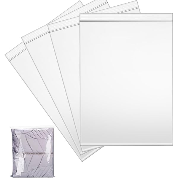 Lot De 20 Grands Sachets Zip Transparents 40x50 Cm – Sacs Cellophane Refermables Ultra Résistants Pour Vêtements, Couettes Et Stockage