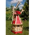Moulin à Vent Décoratif En Asphalte Vert De 95 Cm - Décoration De Jardin Allemande Avec Roulement à Billes