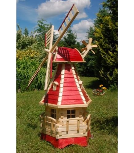 Deko-Shop-Hannusch Windmolen, windmolens met kogellagers 1,4 m verlichting, solarverlichting op zonne-energie, LED (groen
