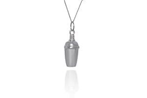Kidia Ciondolo Shaker in argento con collanina 50 cm in argento, Collanina per barman bartender attrezzatura bar (Ciondolo Shaker)