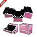 Popamazing Large Aluminum Waterproof Stylish Beauty Makeup Box Luggage Cosmetic Case (Pink)