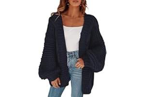 Cicy Bell Damskie kardigany z otwartym przodem grube dzianinowe luźne rękawy lampion oversize sweter płaszcze