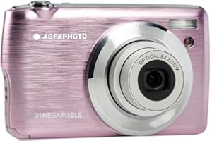 AGFAPHOTO AGFA PHOTO Realishot DC8200 - Fotocamera Digitale Compatta, 18MP, Video Full HD, Schermo LCD 2.7'', Zoom Ottico 8X, Batteria al Litio e Scheda SD 16GB - Rosa