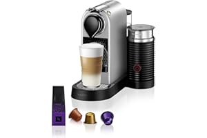 Krups Nespresso Citiz & Milk XN761B - Cafetera de cápsulas monodosis, con 19 bares de presión, thermoblock, capacidad 1L, función automática, con Aeroccino, color Plata, incluye pack de bienvenida