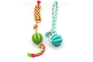 SONGWAY Interaktywna zabawka dla psa, piłka ze sznurkiem – zabawka dla szczeniaków, zabawka do żucia dla psów, piłka do rzucania dla psów z liną, zabawka do ciągnięcia i ciągnięcia psa