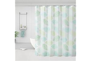 Eco Memos - Cortina de Ducha de 200/240 Drop Peva - Cortina de Ducha húmeda Extra Larga - Impermeable Verde Espesar Cortinas de baño, Resistente al Moho (Hoja, 200 x 240 cm)