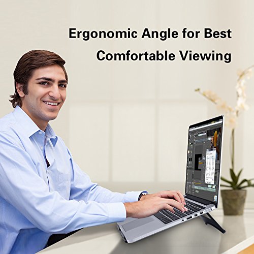 Paragala Universal Aluminium Laptop Ständer Ergonomischer Komfortabler Notebook Halterung Leichtklapp Computer Halter für Laptop Notizbuch iPad Tablet und Mehr (Schwarz) - 4