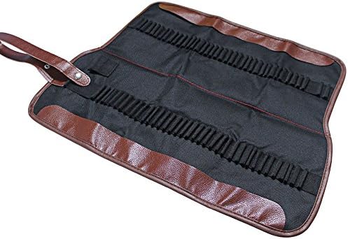Feelily 72 Slots Canvas pencil Wrap Case for Assorted Colouring Pencils, Black Multi-Purpose Roll Up Pencil Pouch Holder for Carrying Travel Storage and Keeping pencils Neat (No Pencil)