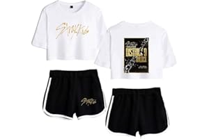 Flyself Dziewczęcy Kpop bezpańskie dzieci krótki top koszulka zestaw szortów z nadrukiem dresy na co dzień lato krótki rękaw krótkie topy i szorty zestaw dla kobiet mężczyzn
