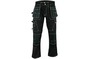 WrightFits Pantalon de Travail Pro Builder pour Hommes Pantalon Cargo de Combat de sécurité à Usage intensif - Multi Poches & Poches pour genouillère - Triple Couture - Vêtements de Travail durables