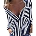 Produktbild Sunnywill Damen Blusen V-Ausschnitt Streifen Langarmshirts Blusen Kariertes Hemd Oberteile (Navy, S)
