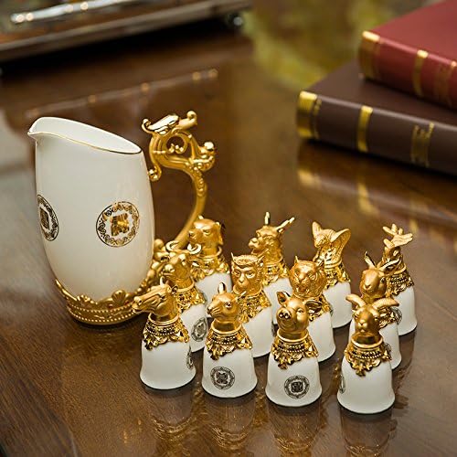 qwer Upscale bone zinc alloy plated 24K gilded 12 animals of the wine kit as well as ideal gifts , 13° in the white model.