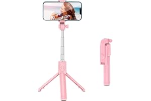 CUIFATI Telefon Selfie Stick Statyw, Wysuwany Składany Elastyczny Statyw do Telefonu z Bezprzewodowym Pilotem, Obrotowa Podstawa Zasilany Bateryjnie Przenośny Lekki Statyw do Telefonu (Różowy)