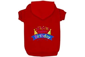 Izefia Dog Hoodie Dog Hoodies for Small Dogs Clothes Happy Birthday Gift Fleece Sweater Winter Sweat Shirt Warm Cotton Dog Hoodie for Small Dog Medium Dog Cat Red XL