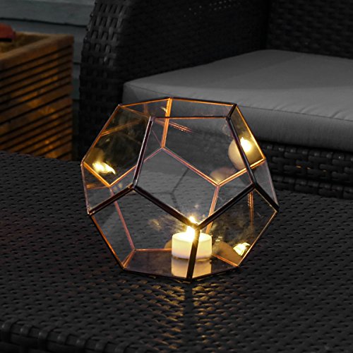 Vase Mini Gewächshaus Terrarium aus Glas und Metall Farbe Kupfer 15,8 cm von Festive Lights