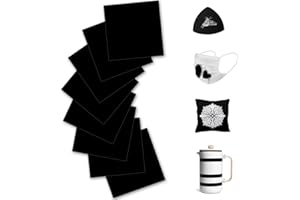 VOHESEA Infusible Transfer Ink Pack of 8 Black Infusible Ink Film, Infusible Transfer Paper, Insoluble Sublimation Ink Sheet for Heat Press Machine for DIY T-Shirt, Cup, Coaster, Leather, 30.5 x 30.5 cm