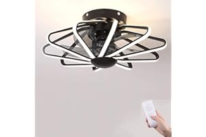 EVANMO Fan Ceiling Fan Led Ceiling Light New Modern Creative with Remote Control Dimmable Silent Fan Lights Bedroom Lamp Living Room Kindergarten Office Kids Room Ceiling Fan Lighting (Black)