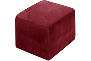 XGANGM Square Footstool Cover Slipcover Stretch Velvet Pouffe Cover Small Ottoman Stool Cover Slipcover Square 45x45/50x50cm Storage Stool Protector Cover Washable,J,45x45cm