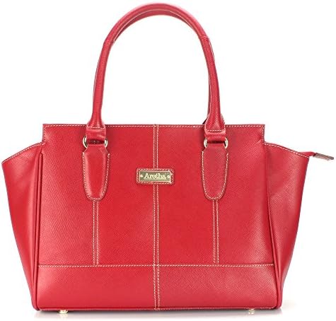 Aretha 141340-CR Genuine Cowhide Italy Leather Satchel Tote Bag Large Red