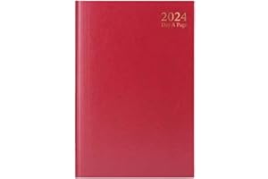ZYBUX - 2024 Diary A5 Day A Page with Half Page Saturday & Sunday | Hardcover with matching ribbon bookmark (A5, Burgundy)