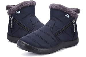 Maxome Winter Boots Women Snow Boots Waterproof Fur Lined Ankle Boots Ladies Warm Walking Boots Side Zipper Lightweight Outdoor Anti-Slip Girls Booties