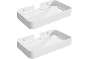 Z metnal Small Glass Bathroom Shelves, 20cm White Floating Shelf, Mini Wall Shelf for Bathroom Organizer, Wall Mounted, 2Pcs, 8 inch