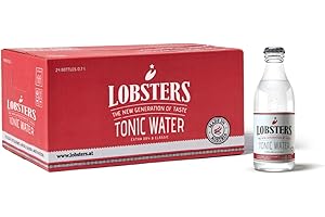 ‎LOBSTERS THE NEW GENERATION OF TASTE Lobsters - Tonic Water - 24 x 0,2l - Extra Dry and Classic - Erfrischend mit subtiler Bitterkeit durch Chinin, Made in Austria, Zuckerreduziert & ohne Farbstoffe, Perfekt für cocktail mix, Gin Tonic
