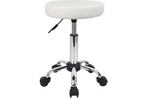 FURWOO Wielofunkcyjny stołek rolkowy Okrągły stołek z kółkami do Spa Regulowany stołek kreślarski (biały)