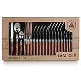 Laguiole 24-tlg. Besteckset 6 Personen mit Menügabeln, Menümessern, Menülöffeln, Kaffeelöffeln rostfreies Edelstahl Tafelbesteck Essbesteck