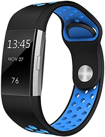 For Fitbit Charge 2 Bands,Stylish Adjustable Replacement Silicone Sport Wristband Strap For Fitbit Charge 2 HR Smartwatch Fitness Wristband Women Men Large Small Medium Available (Medium, Blue)