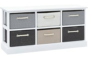 vidaXL Wooden Storage Bench with 6 Drawers - Multifunctional Furniture Piece for Hallway, Living room, and Bedroom - Rustic, Scandinavian Style