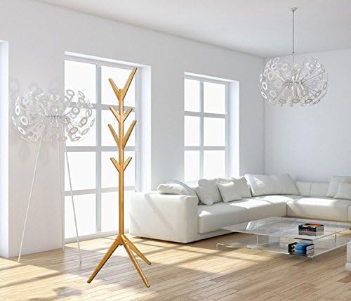 Standing Wood Coat Rack,Waterproof Wooden Clothes Racks Hat Hanger Holder Racks Strong Stable Assemble Saving Space Hooks Cloakroom Bedroom Living Room Hat Coat Jacket Scarf-A 175cm
