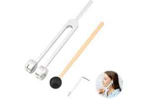DOUKESH 128 Hz-Stimmgabel,Medizinische Stimmgabel,Aluminiumlegierung Stimmgabel mit Silikonhammer und Reparaturwerkzeug,Standard Stimmgabel Set,Stimmgabel Neurologie,Stimmgabel Therapie,Diapason (Silbrig)