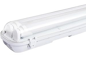 Fiqops LED Batten Lights 5FT Cool White 2xT8 Tube light 24W 6000K 4800lm Fluorescent Garage lights Wall or Ceiling Mounted connectable Batten lights for Garage Workshop Office School