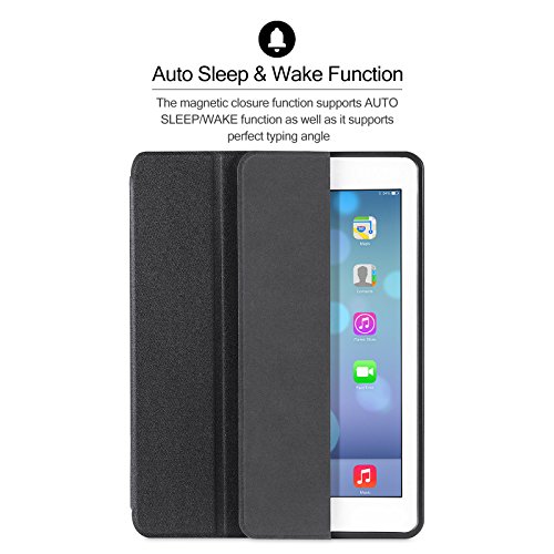iVAPO iPad Pro 9.7 Hülle Pencil Halter Premium PU Leder Folio Case mit Auto-Schlafen/ Wecken und Stander Funktion Schutzhülle für iPad Pro 9.7 inch Smart Hülle (Schwarz) - 3