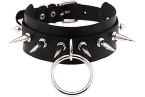 Spldsun Colletto con Borchie Punk nero, Rivetto Collare, Girocollo con Borchie in Pelle, Per feste, rock, locomotive