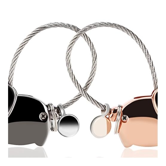Foonii 1 par Parejas Llaveros, magnética Desmontable Auto Llaveros, para Parejas Mujer Hombre (Negra + Oro Rosa) - Imagen 3