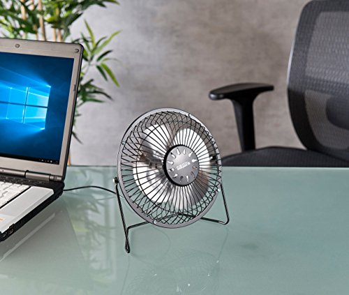 PEARL Mini-USB-Tischventilator, Vollmetall, neigbar um 360°, 2,5 W, Ø 15 cm - 4