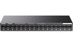 Tenda TEG1116M Switch 16 Port Gigabit Netzwerk Switch Wandmontage LAN Switch (Unmanaged, VLAN, Lüfterlos, Plug and Play, Metallgehäuse, Schwarz)