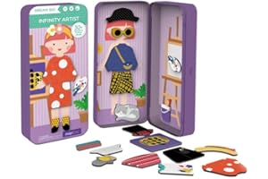 mierEdu Magnetic Dress Up, Dress-Up Dolls Playset, Pretend Play Magnetic Case, Travel Tin Magnetic Dress Up, 30+ Pieces Puzzles for Ages 3-5, Plane Games for girls boys kids, birthday gift - Girl