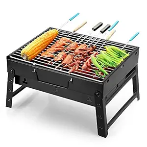 AR Mall Folding BBQ Briefcase Barbecue Grill Toaster Barbeque (Black)