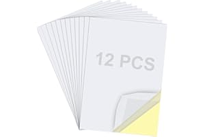 AAPHNUE TOOSIS Lot de 12 feuilles de ruban adhésif double face transparent pour travaux manuels, maison, ruban décoratif avec doublure jaune, taille A4 (20,5 x 30,5 cm), super puissant